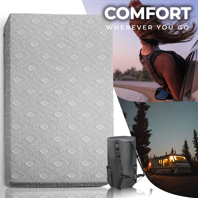 Alwyn Home CertiPUR US Cooling Gel Memory Foam Camping Mattress Portable Roll Up Sleeping Outdoor Tent Pad Reviews Wayfair